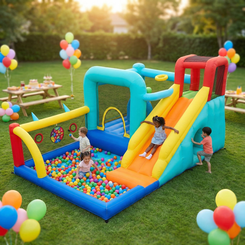 Parc aquatique gonflable multifonctionnel avec filet de sécurité haute densité