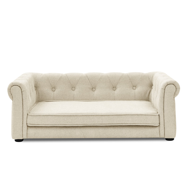Lit pour chien surélevé beige, pour les grandes races, tissu facile à nettoyer élégant moyen / grand chien beige, statique