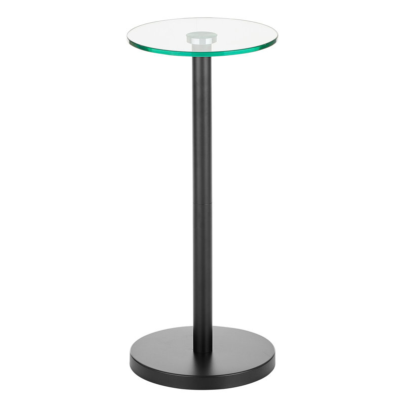 Clear Glass Top Round Metal Accent Side Table