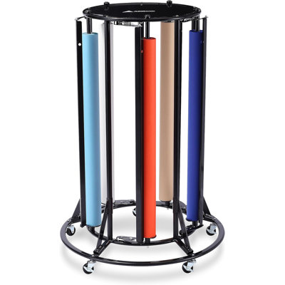5 Roll Vertical Paper Roll Dispenser with Casters, Classroom Craft & Wrapping Paper Rack, 36" Roll Capacity