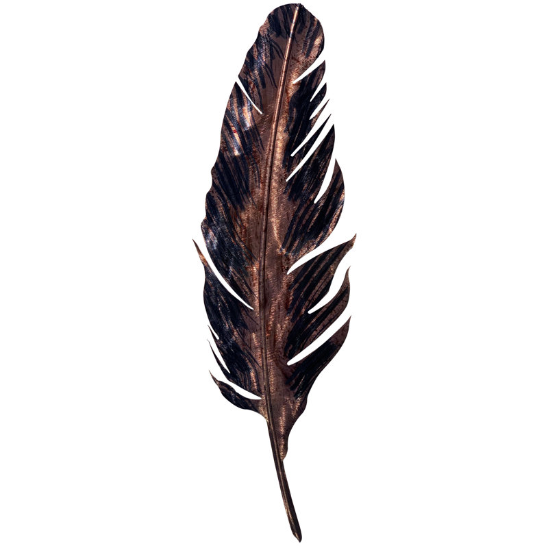 Feather Metal Decor, Copper, 47" H x 14" W x 0.25" D