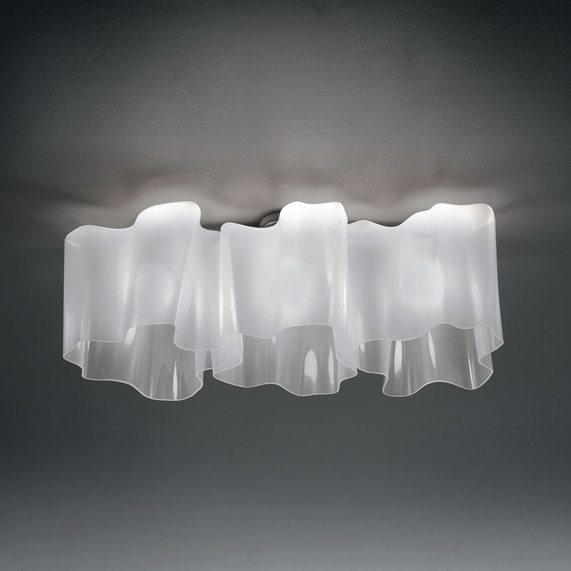 Logico Triple Linear Energy-Efficient Semi Flush Mount in Milky White