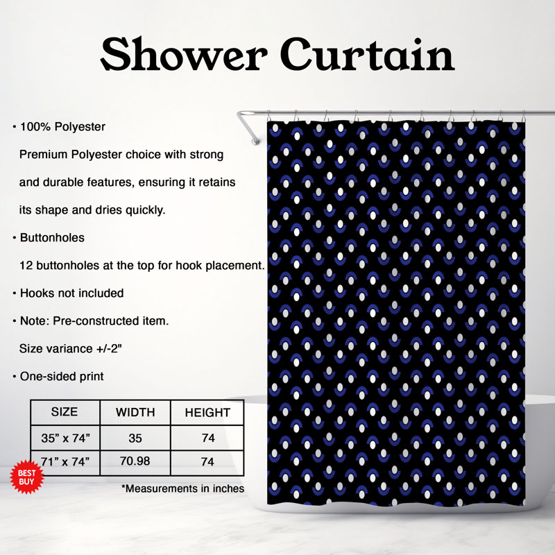 Rideau de douche 1 pièce Blue Grandeur, H 74 po x l 71 po