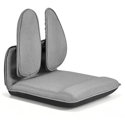 Chaise de plancher, chaise de jeu pliante à 5 positions réglables avec support de dossier ergonomique, structure en métal robuste avec mousse recyclée et tissu de lin, multifonctionnel pour la lecture, détente, gris