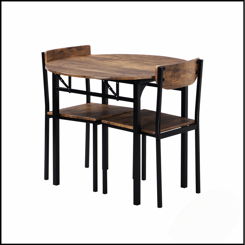 Ensemble de table de salle à manger 3 pièces avec abattant et 2 chaises, parfait pour les petits espaces et la vie moderne