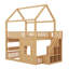 Lit mezzanine double avec lumières DEL, lit maison avec toit, fenêtre et bibliothèque de rangement-122653901