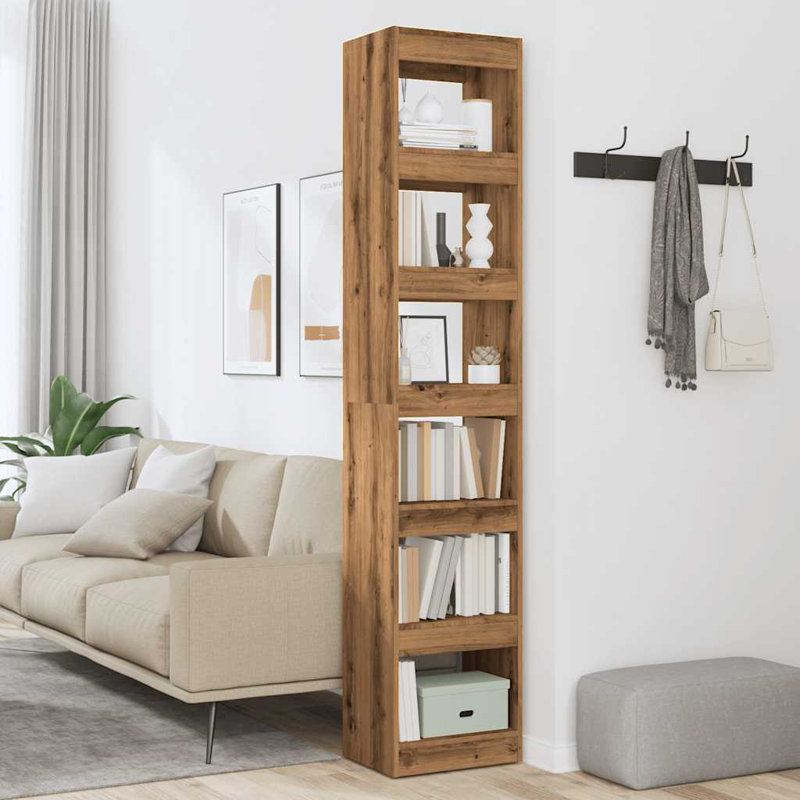 Garneta Bookcase, (4 Shelves) 198cmH x 40cmW x 30cmD, Artisan Oak