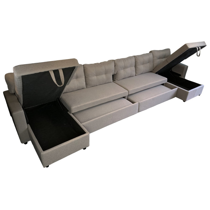 Canapé-lit modulaire réversible de 160 po de largeur, Mélange de coton beige