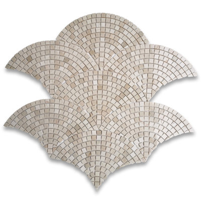 12.6" x 7.28" Marble Mosaic Sheet Subway Wall & Floor Tile
