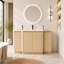 Ensemble de meuble-lavabo autoportant 60 po avec lavabo en céramique blanche 60 po, 2 petites armoires de rangement, porte à fermeture douce, chêne blanc américain, contreplaqué
