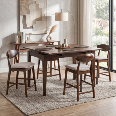Rozella 5-Piece Solid Wood Counter Height Dining Table Set