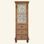 Armoire de rangement rustique en bois avec porte découpée décorative et 3 tiroirs, grand organisateur étroit pour le salon, la chambre à coucher