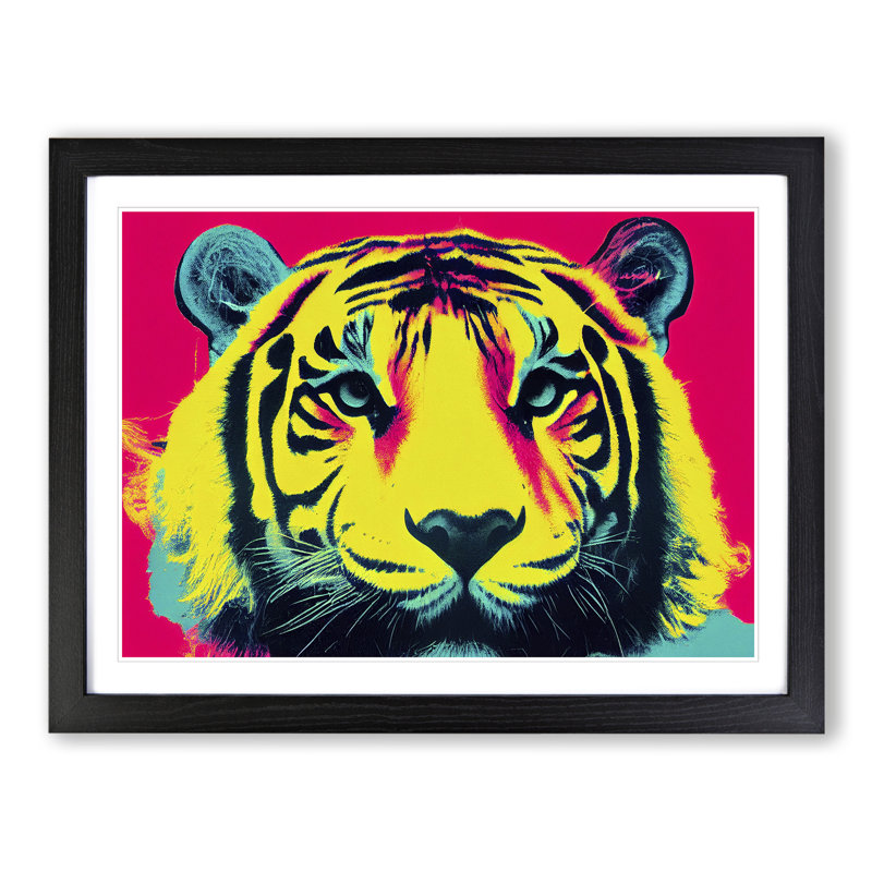 Colourful Tiger Art Abstract - Framed Print, 25cm H x 34cm W x 2cm D