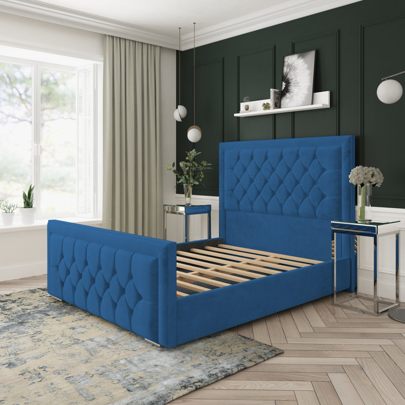 Upholstered Bed, Blue, Small Single (2'6)