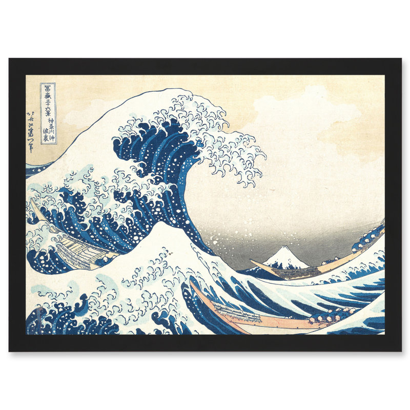 Hokusai Great Wave Off Kanagawa Mount Fuji Japan Tsunami Iconic Artwork Framed A3 Wall Art Print, 45.5cm H x 33cm W x 2cm D