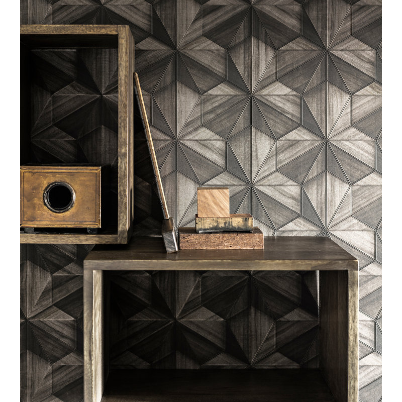 Terra Geometric Vinyl Wallpaper Roll, Dark Brown