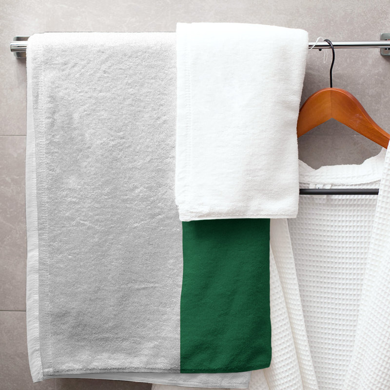 Bath Towel, Off White/Green/Royal Blue