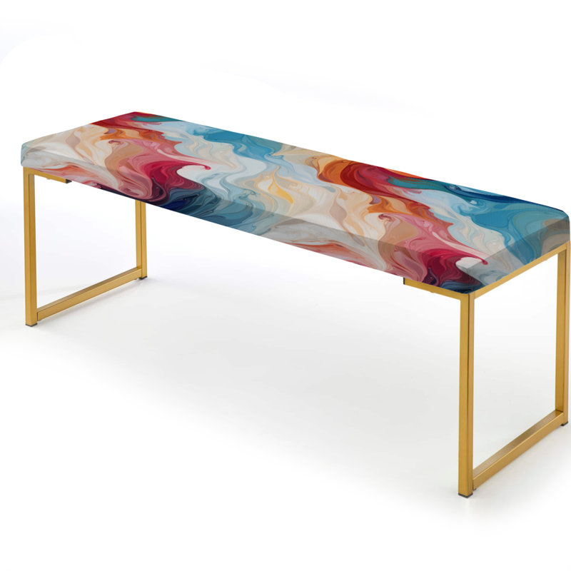 Banc rembourré or camouflage de couleur pastel Nomad Camo Elegance, Pink And Blue Bohemian Marble Whirl