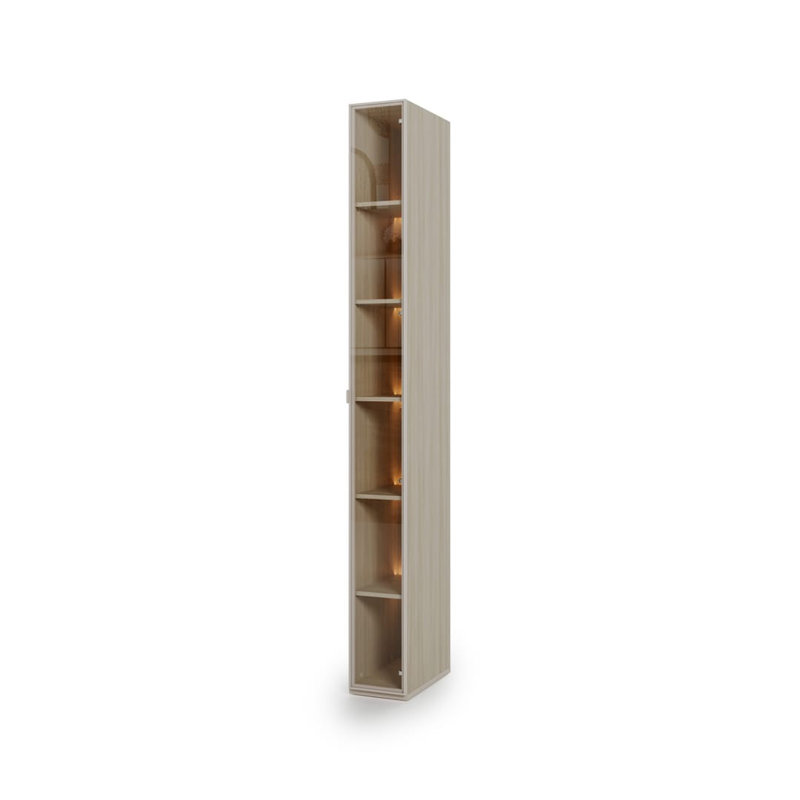 Charlie Ch-12 Bookcase 25 cm in Cashmere - Slim Display with Optional Glass & LED
