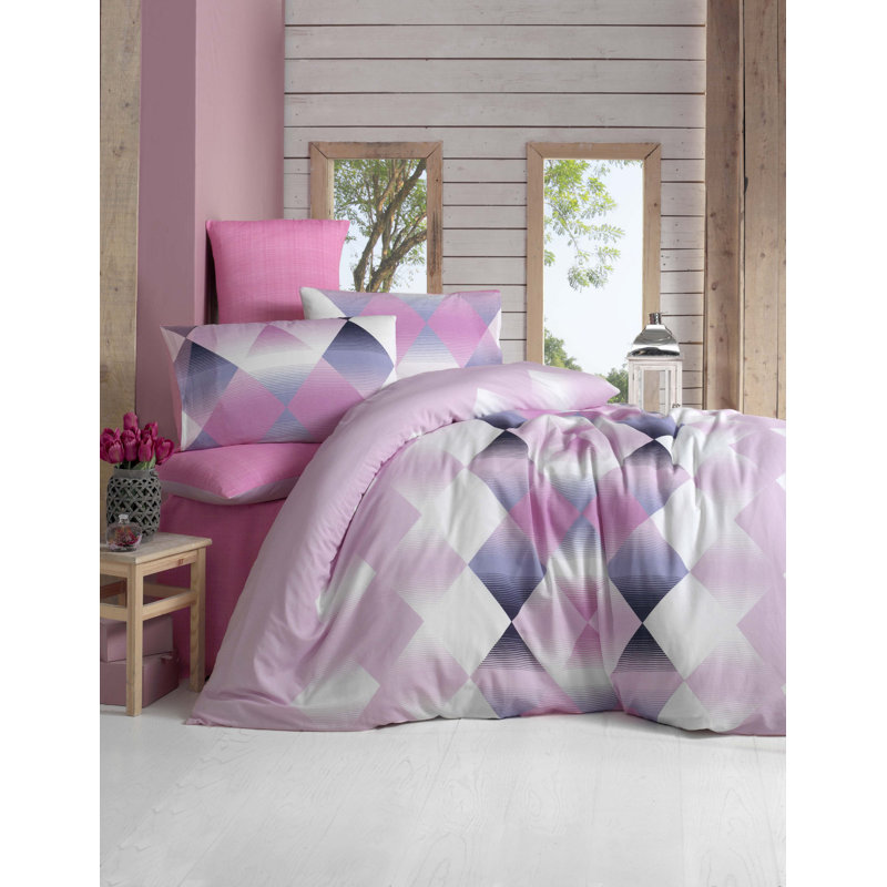 Ensemble de housse de couette en mélange de coton Penticton, Housse de couette double + 2 taies d'oreiller stan