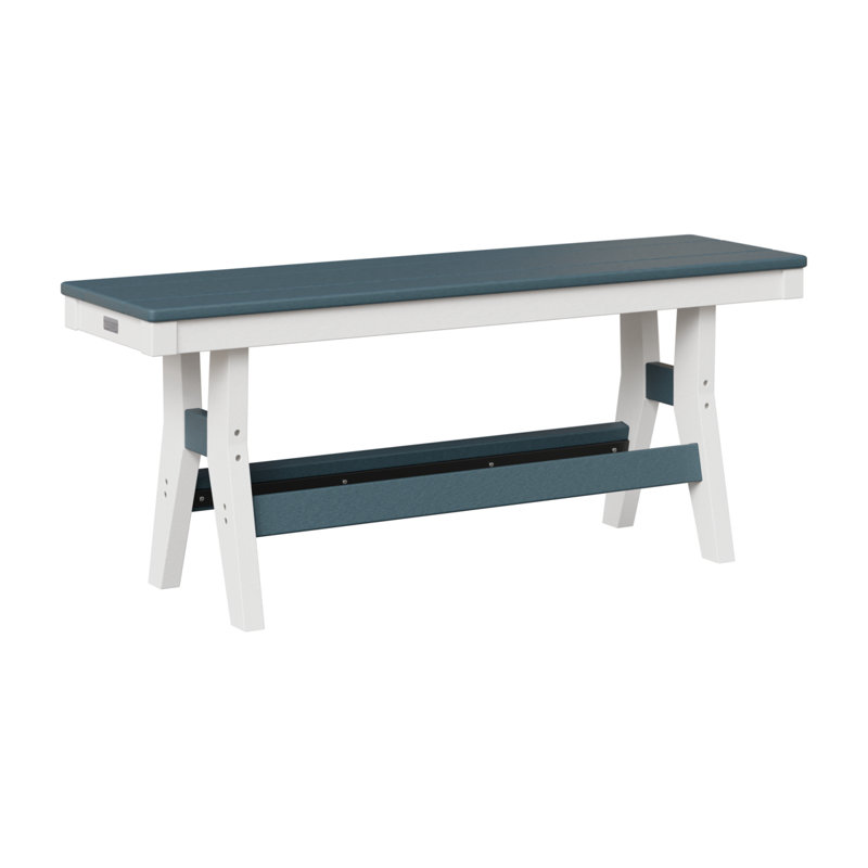 Harbor Outdoor Dining Bench, 22.5" H x 44" W x 12.5" D, Slate/White