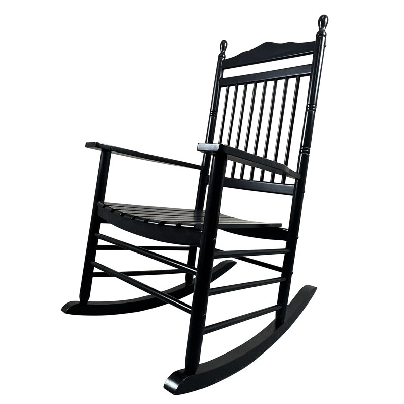Chaise berçante balcon pour adulte, en bois franc massif, avec accoudoirs de sécurité et de dossier à lattes pour plus de sécurité Assemblage simple inclus Instructions de quincaillerie Poids maximal