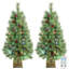 Ensemble de 2 sapins de Noël artificiels en pin de 1,20 m préilluminés avec lumières DEL bicolores et télécommande pour la décoration intérieure