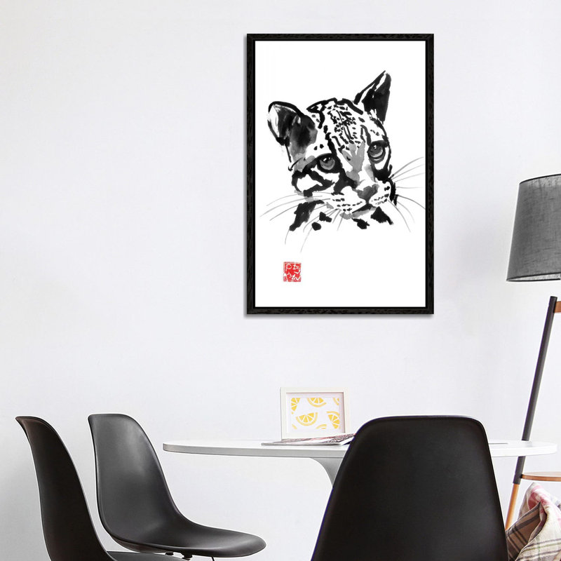 Baby Leopard 1 Piece Painting on Canvas, 101.6 cm H x 66.04 cm W, Black Framed