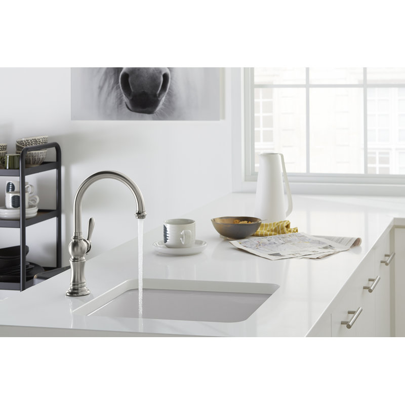 Artifacts® Single-Hole Bar Faucet with Supply Lines, Vibrant Polished Nickel