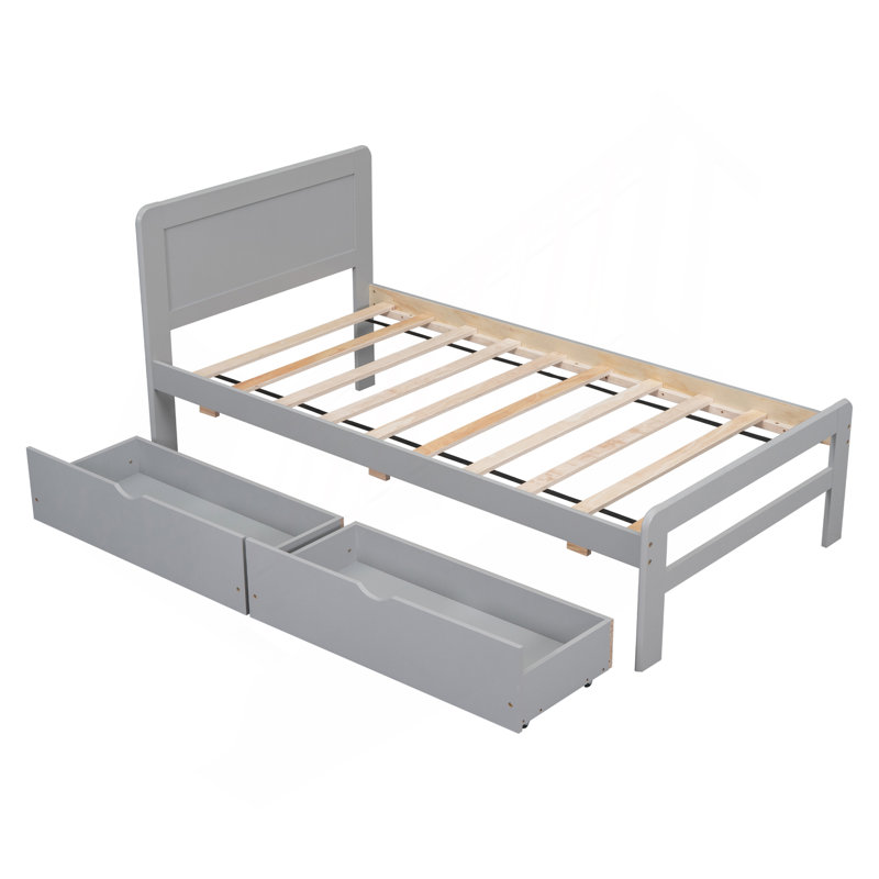 Structure de lit plateforme robuste et élégante avec amplement de rangement sous le lit et facile à assembler