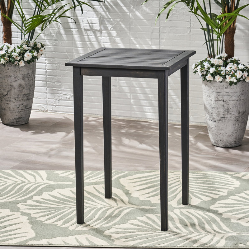 Table de bar d'extérieur en bois gris foncé - et base minimaliste élégante