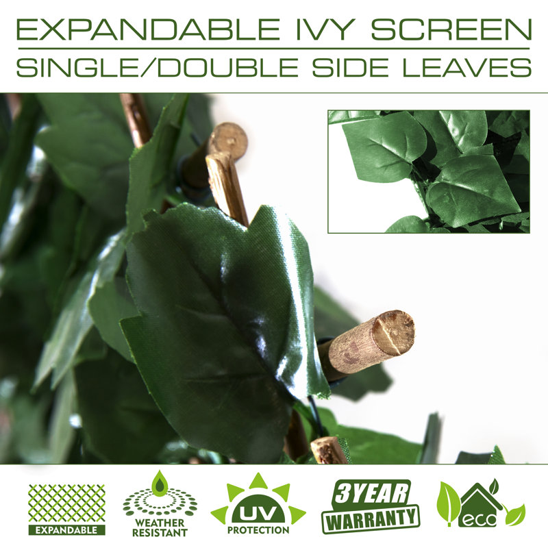 Double-Sided Expandable Ivy Leaf Trellis Privacy Fence 2-Pack