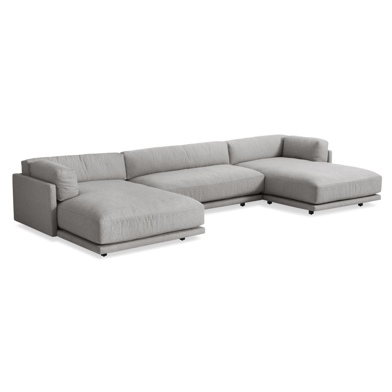 Canapé modulaire en U Sunday, Natté texturé gris Agnew