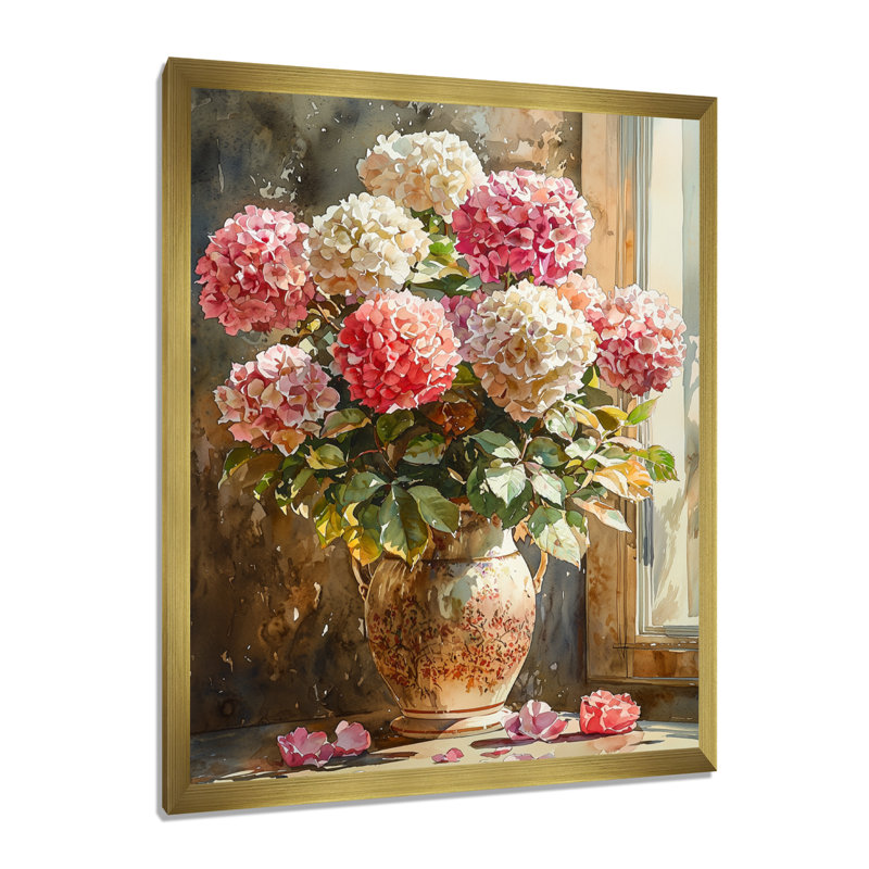 Cunningham - salon d'art mural floral, H 32 po x l 16 po, Reproduction encadrée d'une seule photo, Doré