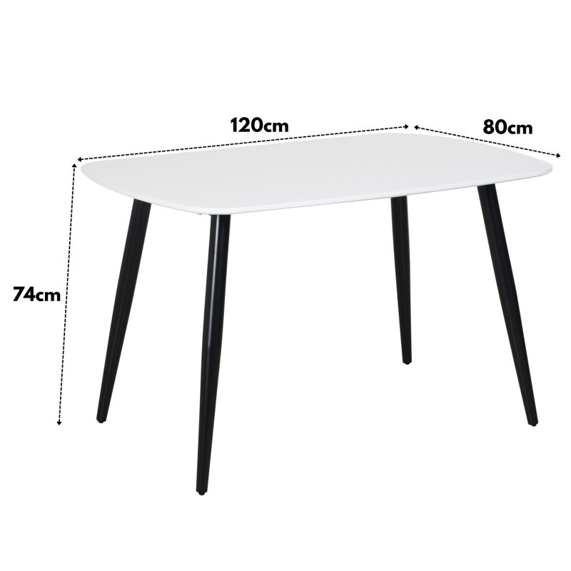 Aspen Rectangular Dining Table with 4 Diamond Stitch Upholstered Fabric Chairs - Modern Dining Set, Blue, White