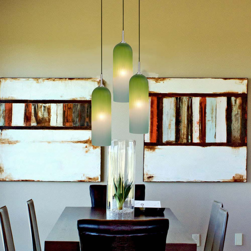 EVISAGE VI 1 - Light Single Pendant, Blue/Green, Brushed Nickel