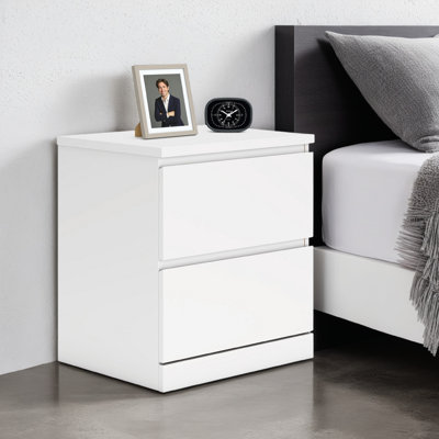 Table de chevet Onira, 2 tiroirs spacieux, bois blanc moderne, 18 po