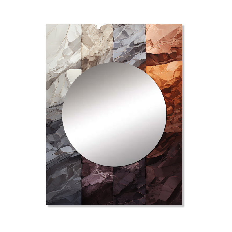 Peryna Bean Stone Collage - décor de miroir mural unique en pierre géode, 40 po x 30 po