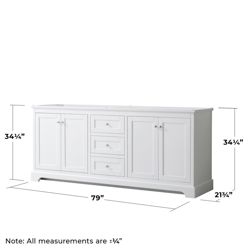 Avery 79'' Double Bathroom Vanity Base Only, White/Polished Chrome