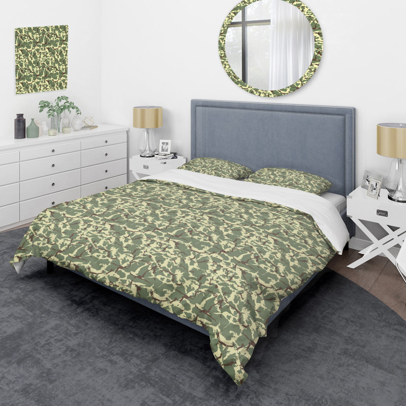 Camouflage vert tendance - ensemble de housse de couette abstrait - microfibre de polyester