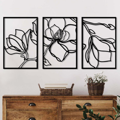 Elegant Decorative Metal Wall Accessory (3 Pieces), Black, 11.8 x 17.7 inches | 100% Metal Construction, Thickness: 0.06 inches | Easy Wall Mounting with Back Hanger | Perfect for Modern Home Decor, Stylish and Durable Design