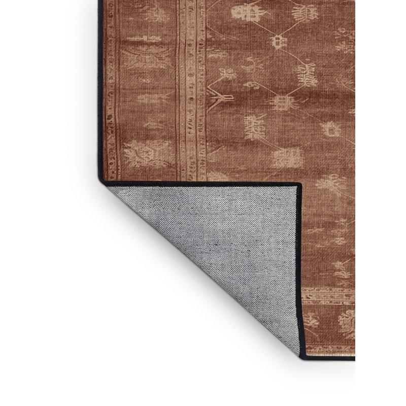 Machine Washable Overdyed Brown Area Rug, Square 8'