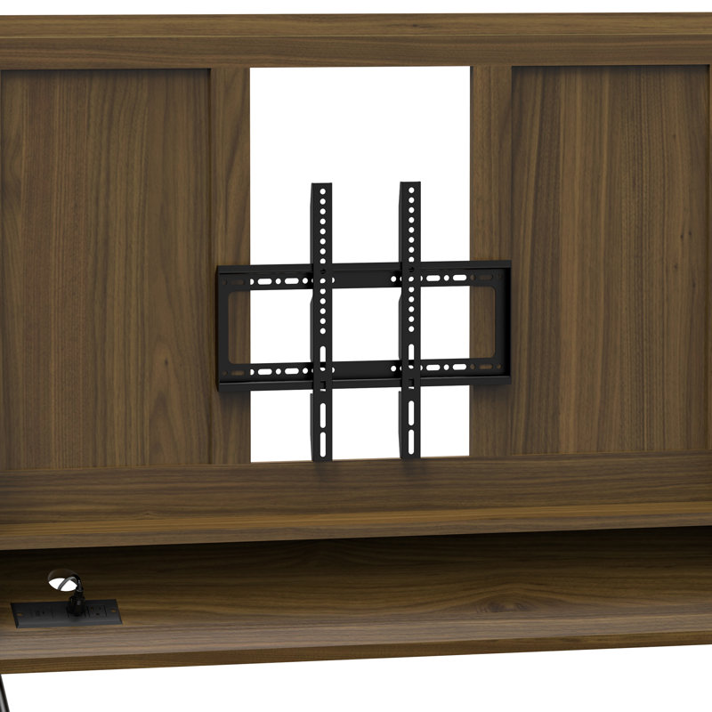 Téléviseur mobile pour téléviseurs jusqu'à 50 pouces, chariot télé à roulettes avec écran de projection, prises électriques et rangement, en bois