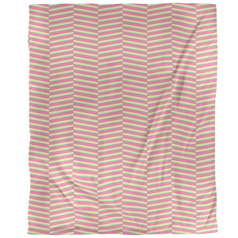 Housse de couette simple à rayures fracturées, Housse de couette pour lit simple, Rose vert / jaune, Microfibre