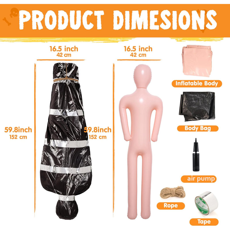 Paquet de 3 accessoires de cadavre de 5 pi pour les décorations d'Halloween