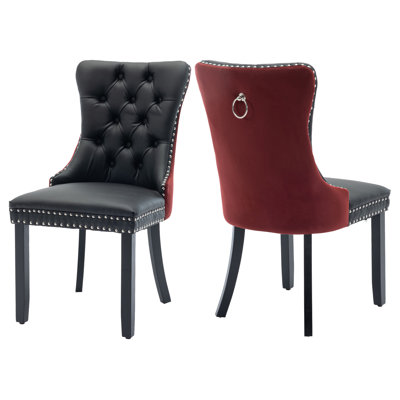 Kingson Modern Glam Tufted Two-Tone Dining Chair with Nailhead Trim & Back Pull Ring