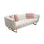 Canapé Eva avec 4 coussins décoratifs roses, base en métal crème et or 98 pouces