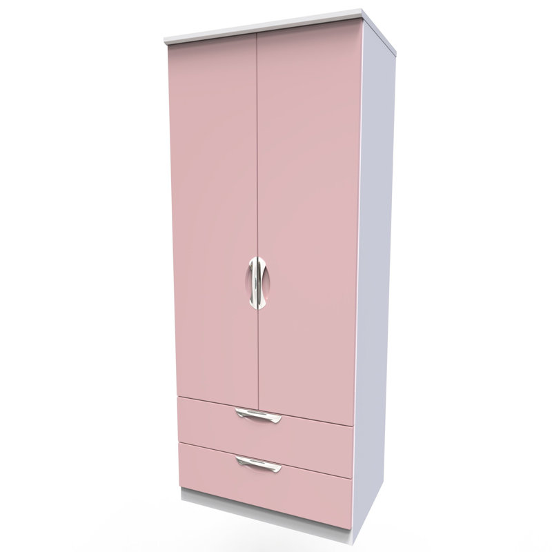 Bhodhini Manufactured Wood Wardrobe, Pink/White