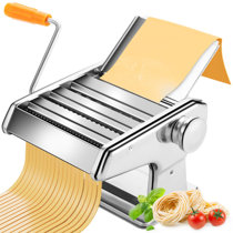Pasta Maker Machine By Cucina Pro - Heavy Duty Chrome Coated Steel  Construction with Fettucine and Spaghetti Attachments, Rollers w/Adjustable