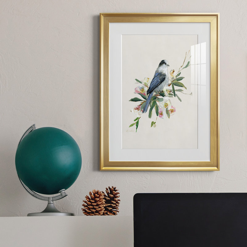 Spring Spring Gray Jay - peinture encadrée, Or, H 22,5 po x l 30,5 po x P 1,5 po